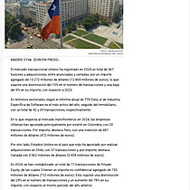 El mercado transaccional en Chile moviliza un 9% menos de capital en 2024, segn TTR Data